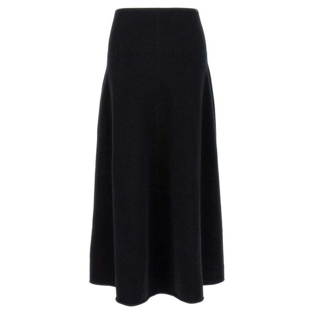 Extreme Cashmere Black Cashmere Midi Women's Skirt